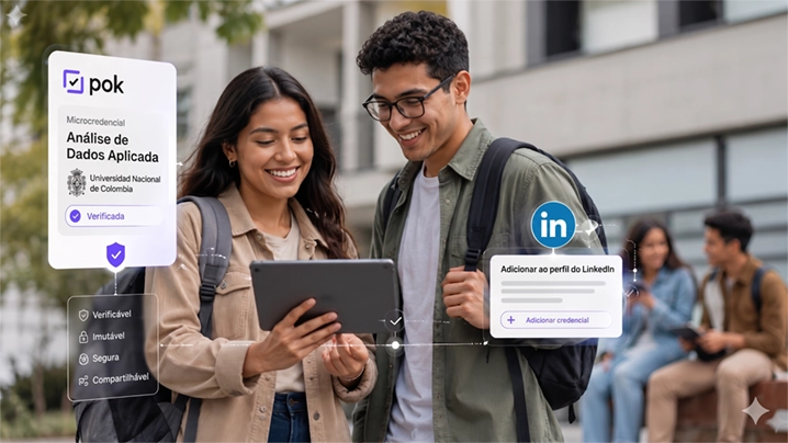 Como a POK está transformando a empregabilidade estudantil no LinkedIn com credenciais digitais verificadas na América Latina