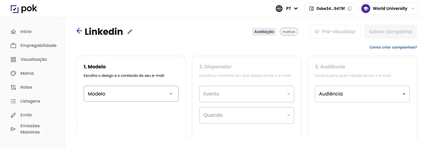 Campanhas de email para credenciais digitais: avise antes do vencimento e peça o compartilhamento