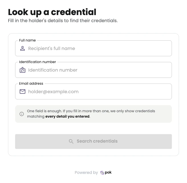 Public credential search: your own lookup, so anyone can confirm a degree without writing to your registrar's office