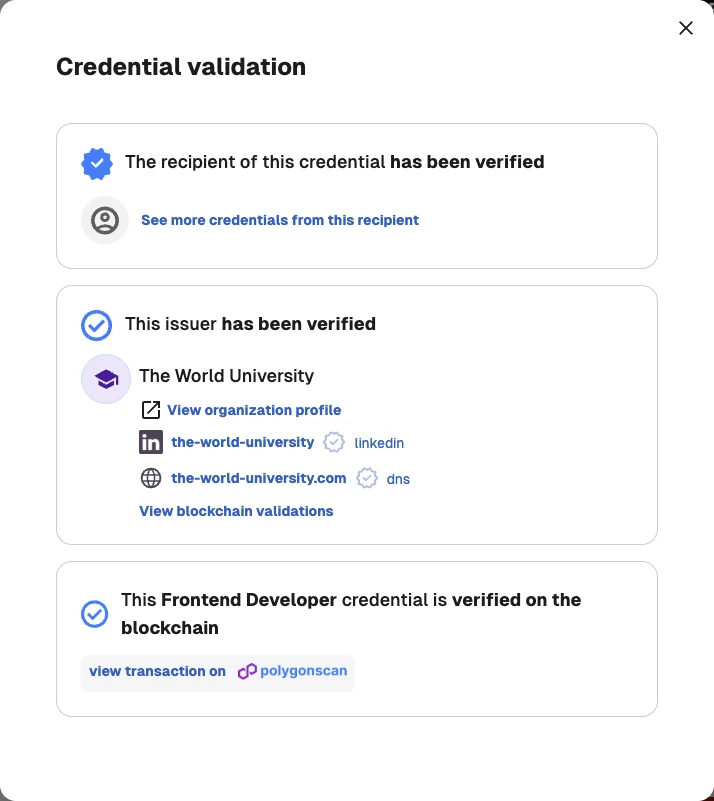 Tamper-proof digital credential verification: anyone can check a degree in seconds